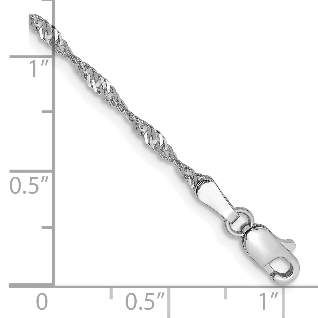 14K White Gold 8 Inch 1.7mm Singapore With Lobster Clasp Chain Bracelet