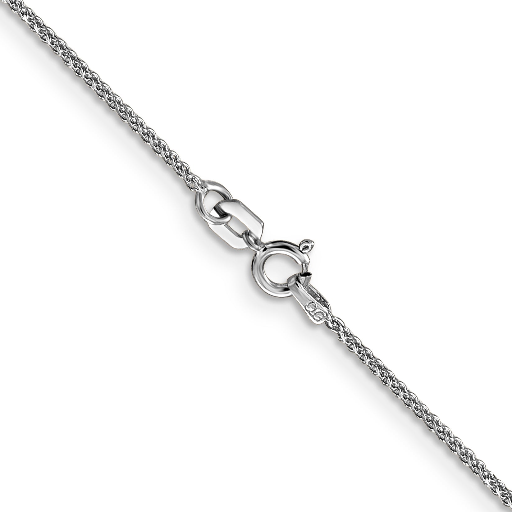 14K White Gold 16 inch 1.05mm Diamond-cut Spiga with Spring Ring Clasp Chain Necklace