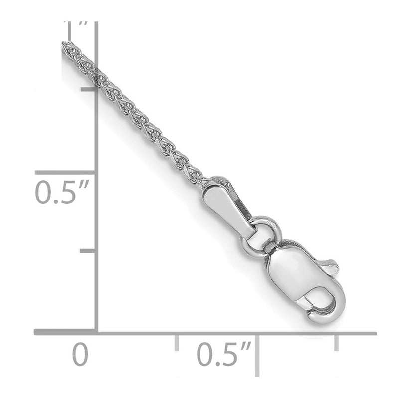 14K White Gold 1.25mm Diamond-Cut Spiga With Lobster Clasp Chain Anklet