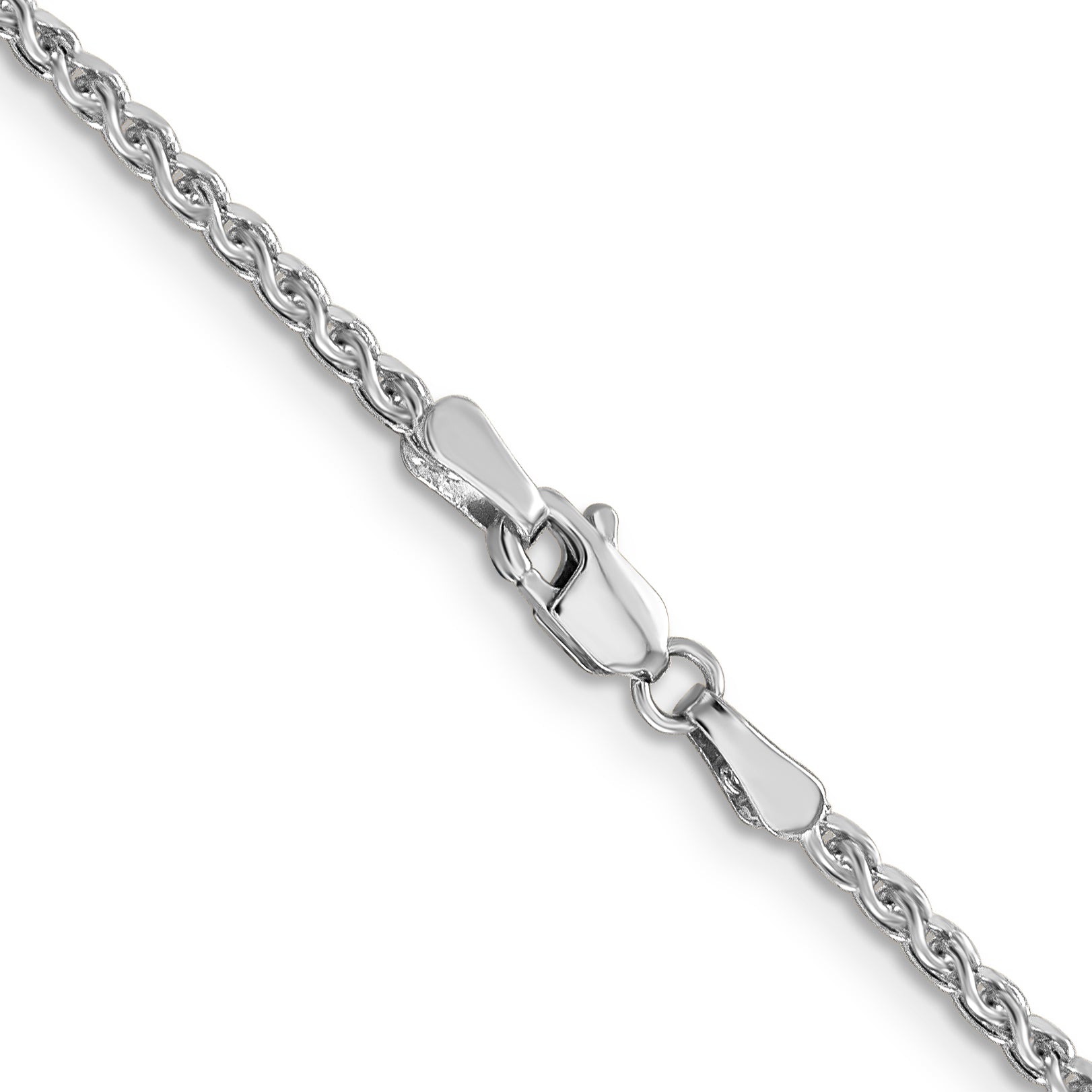 14 Inch 14K White Gold 16 2.1mm Diamond-Cut Spiga With Lobster Clasp Chain