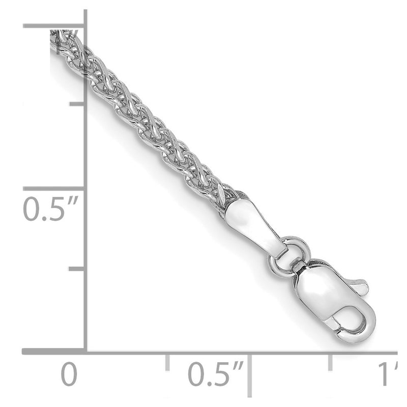 14K White Gold 2.1mm Diamond-Cut Spiga With Lobster Clasp Chain Bracelet