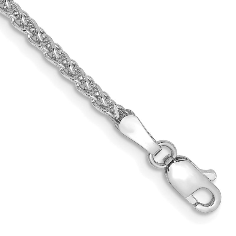 14K White Gold 2.1mm Diamond-Cut Spiga With Lobster Clasp Chain Bracelet
