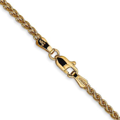 14K Yellow Gold 14 Inch 2.1mm Spiga With Lobster Clasp Chain