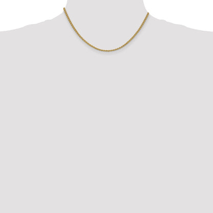 14K Yellow Gold 16 Inch 2.1mm Spiga With Lobster Clasp Chain Necklace