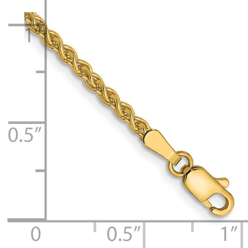 14K Yellow Gold 2.1mm Spiga With Lobster Clasp Chain Bracelet