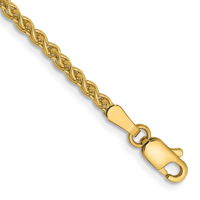 14K Yellow Gold 2.1mm Spiga With Lobster Clasp Chain Bracelet