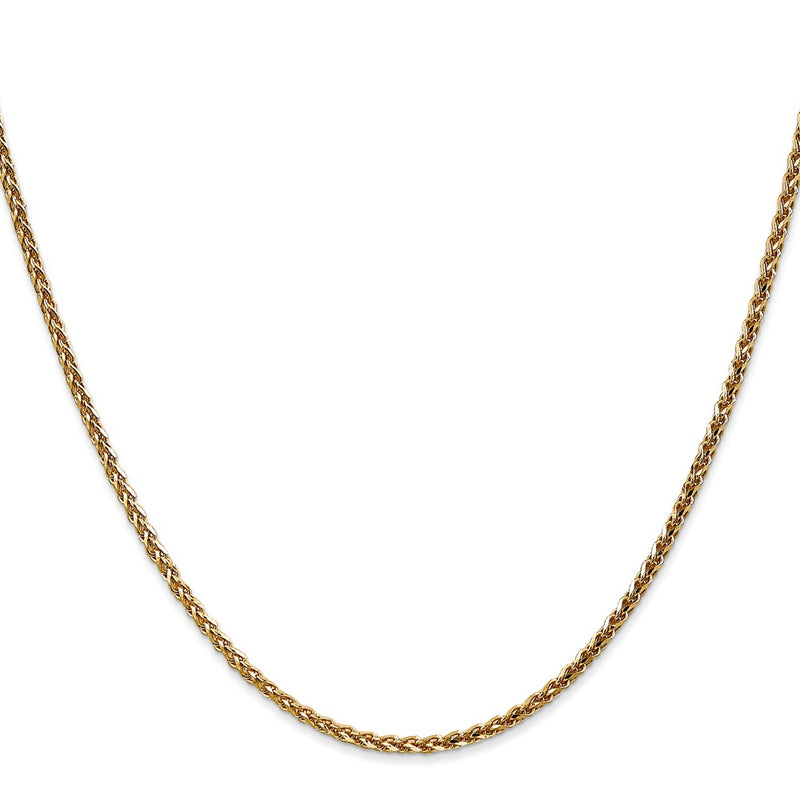 14K Yellow Gold 2.1mm Diamond-Cut Spiga With Lobster Clasp Chain Necklace