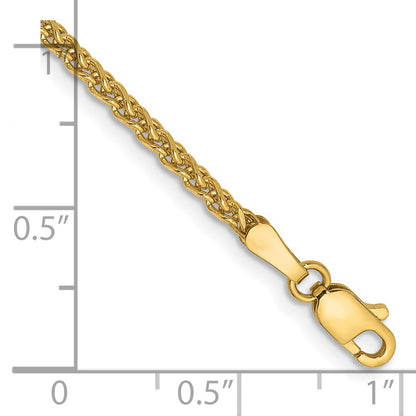 14K Yellow Gold 2.1mm Diamond-Cut Spiga With Lobster Clasp Chain Bracelet