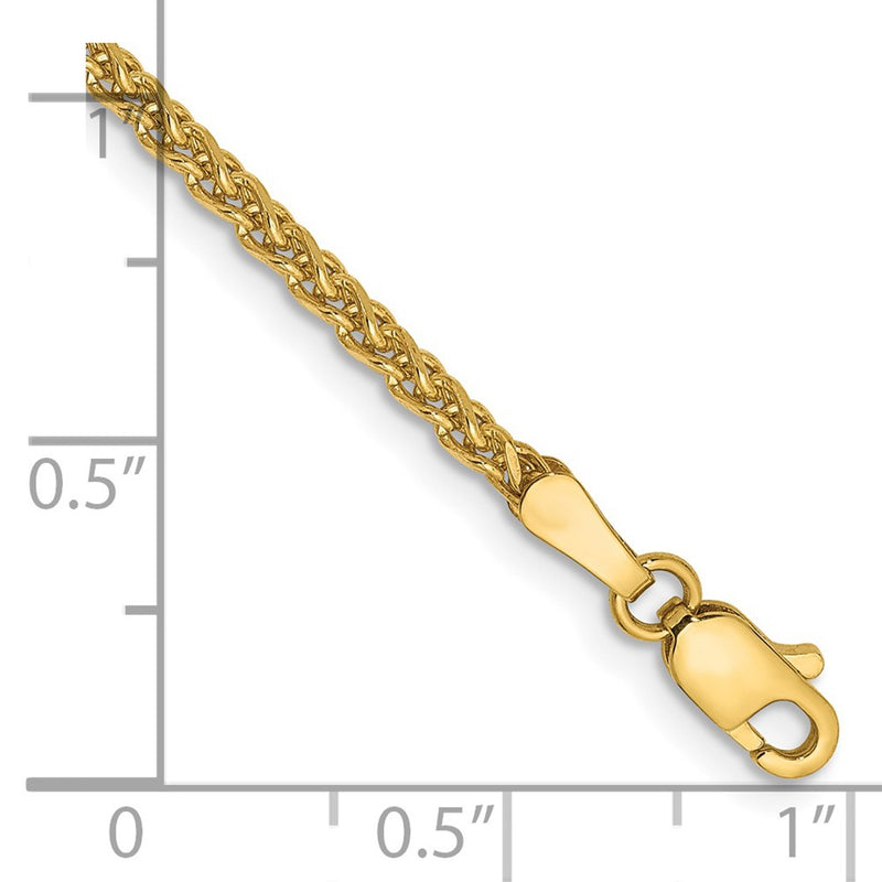 14K Yellow Gold 2.1mm Diamond-Cut Spiga With Lobster Clasp Chain Bracelet