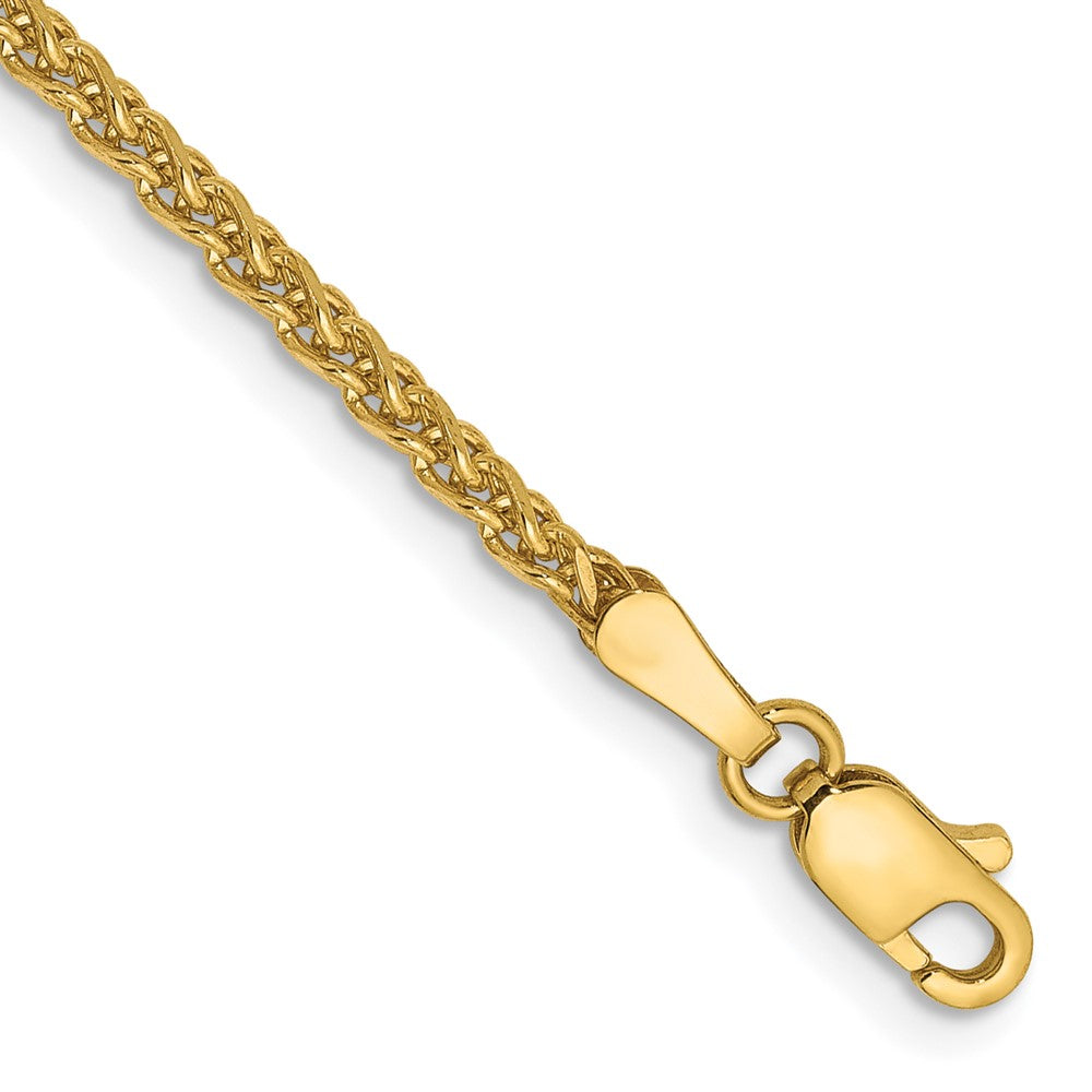 14K Yellow Gold 2.1mm Diamond-Cut Spiga With Lobster Clasp Chain Bracelet