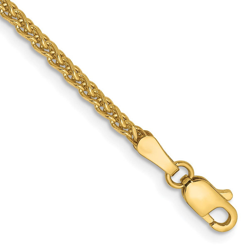 14K Yellow Gold 2.1mm Diamond-Cut Spiga With Lobster Clasp Chain Bracelet