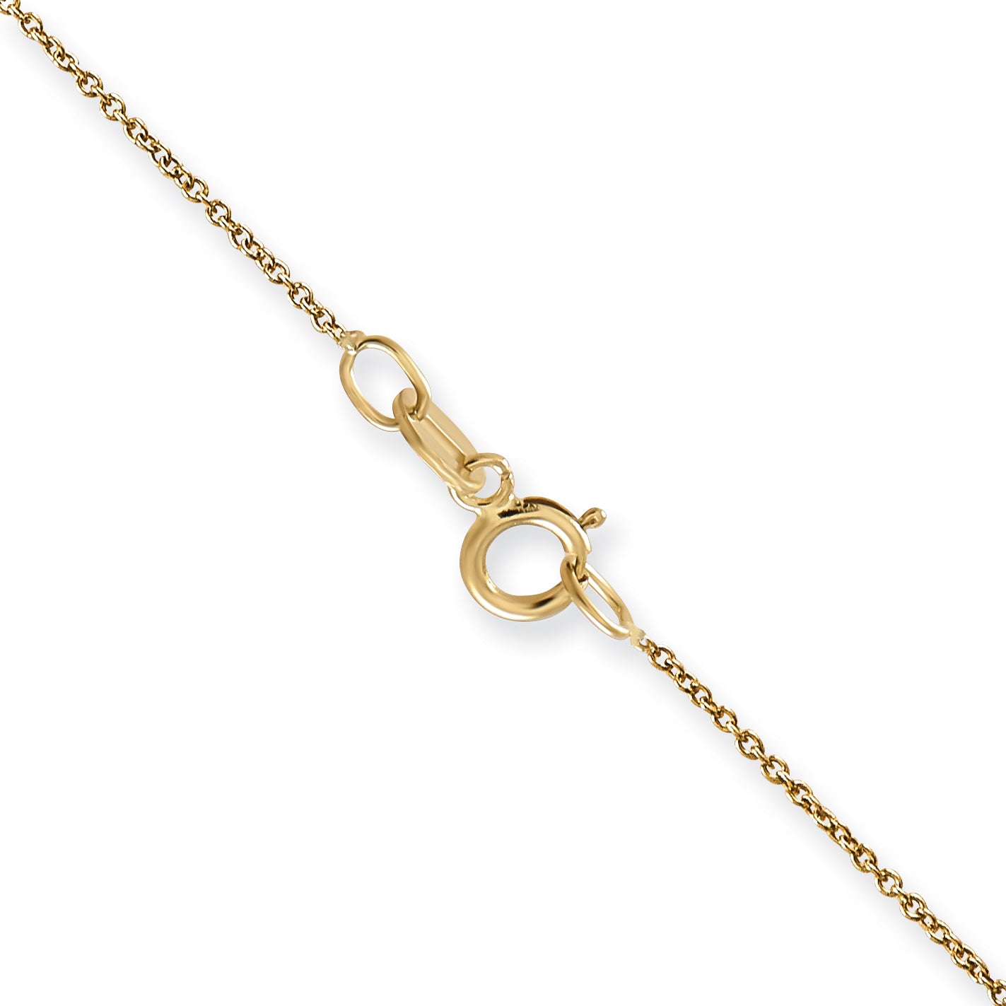 14K Yellow Gold 18 inch .75mm Cable with Spring Ring Clasp Pendant Chain Necklace