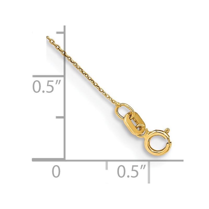 14K Yellow Gold .75mm Cable With Spring Ring Clasp Chain Anklet