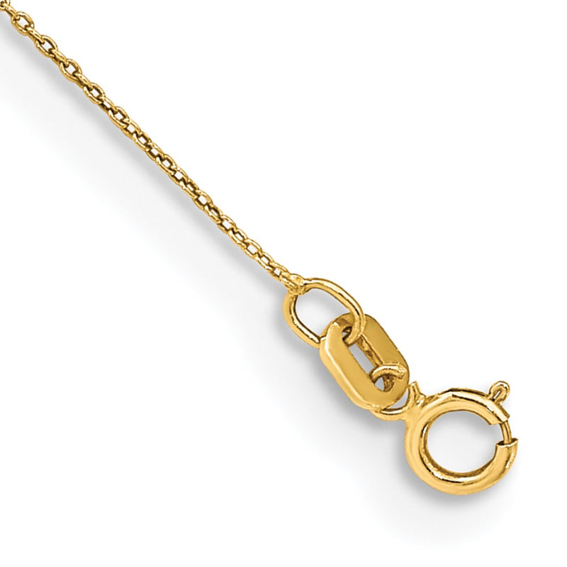 14K Yellow Gold .75mm Cable With Spring Ring Clasp Chain Anklet