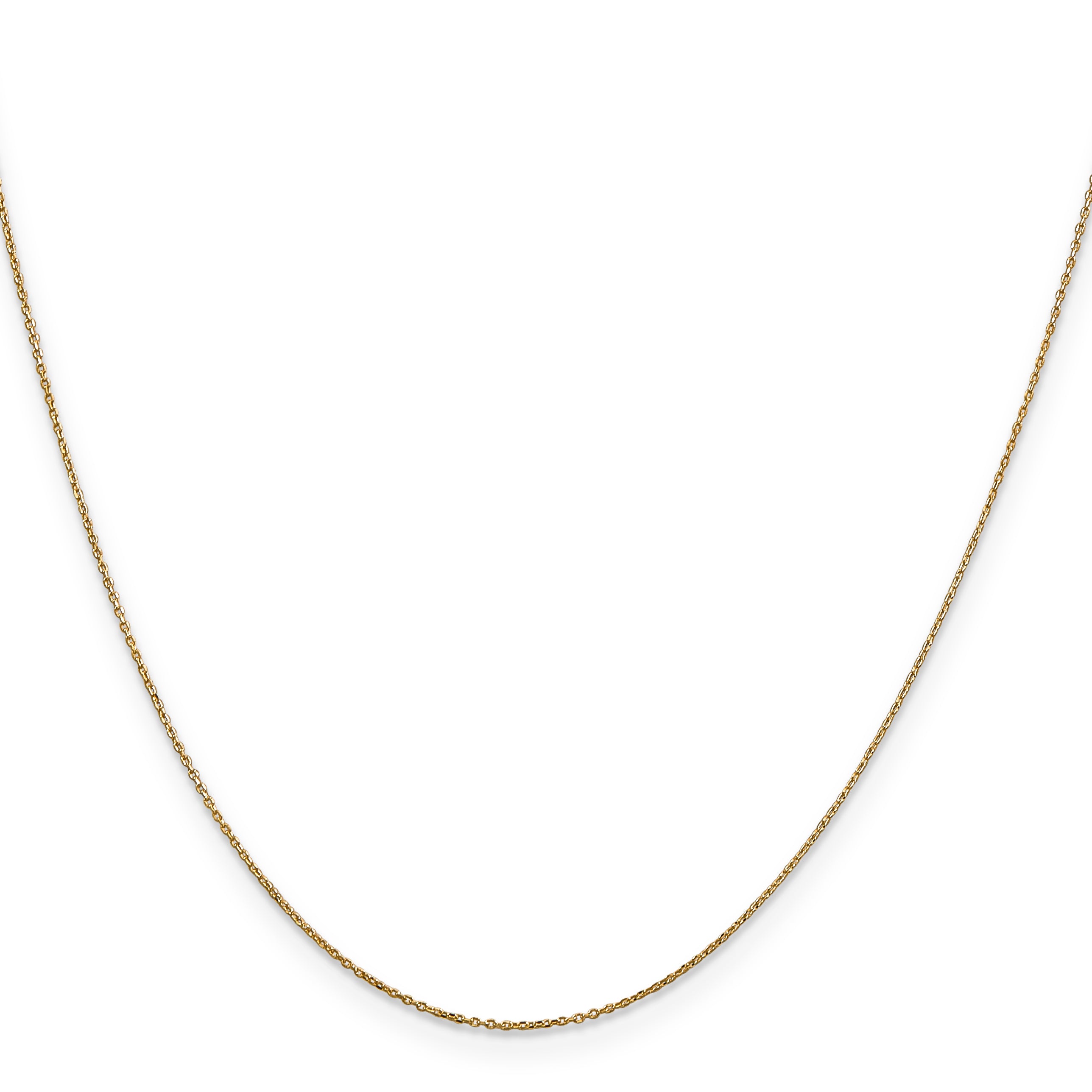14K Yellow Gold 14 Inch .6mm Diamond-Cut Round Open Link Cable With Spring Ring Clasp Chain