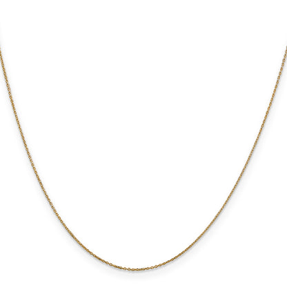 14K Yellow Gold 14 Inch .6mm Diamond-Cut Round Open Link Cable With Spring Ring Clasp Chain