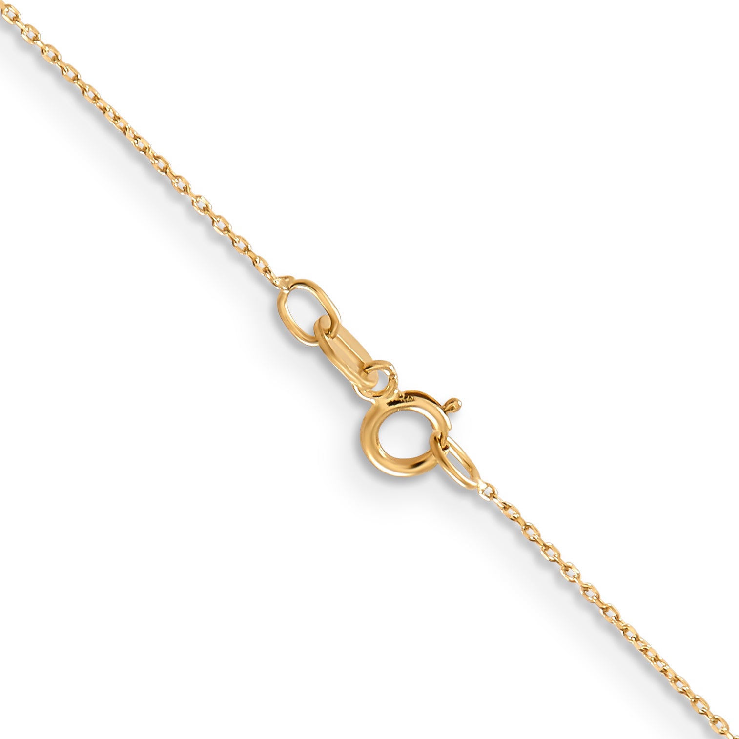 14K Yellow Gold 14 Inch .6mm Diamond-Cut Round Open Link Cable With Spring Ring Clasp Chain