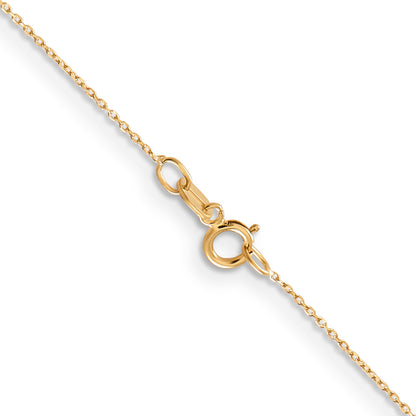 14K Yellow Gold 14 Inch .6mm Diamond-Cut Round Open Link Cable With Spring Ring Clasp Chain