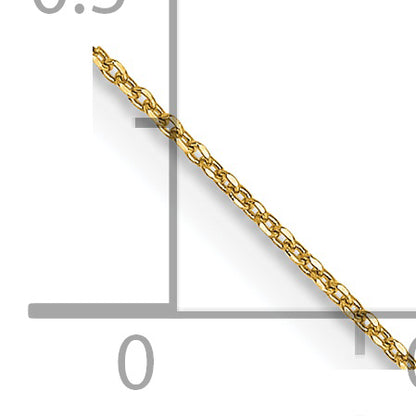14K Yellow Gold 14 Inch .6mm Diamond-Cut Round Open Link Cable With Spring Ring Clasp Chain