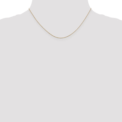 14K Yellow Gold 16 Inch .6mm Diamond-Cut Round Open Link Cable With Spring Ring Clasp Chain