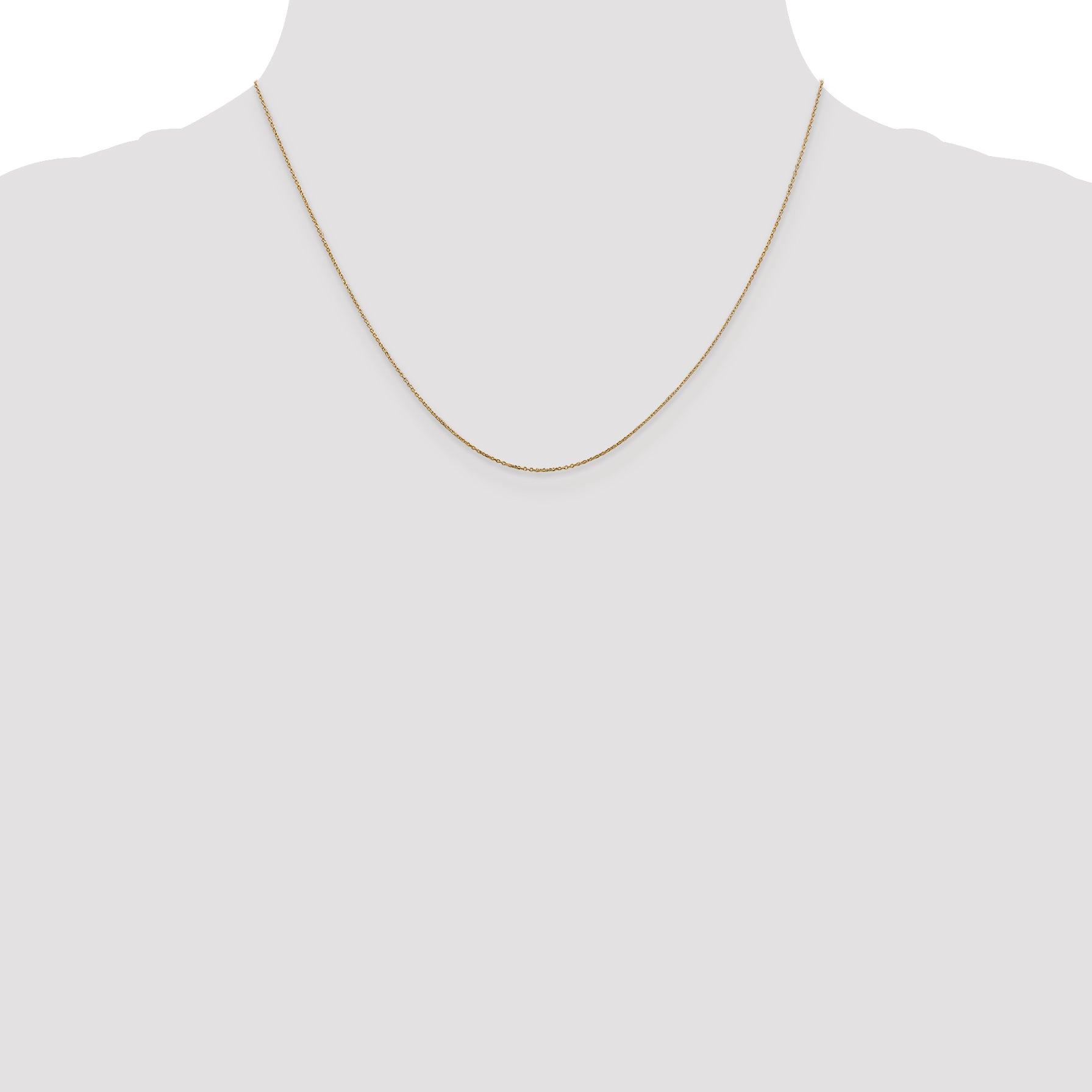 14K Yellow Gold 18 Inch .6mm Diamond-Cut Round Open Link Cable With Spring Ring Clasp Chain