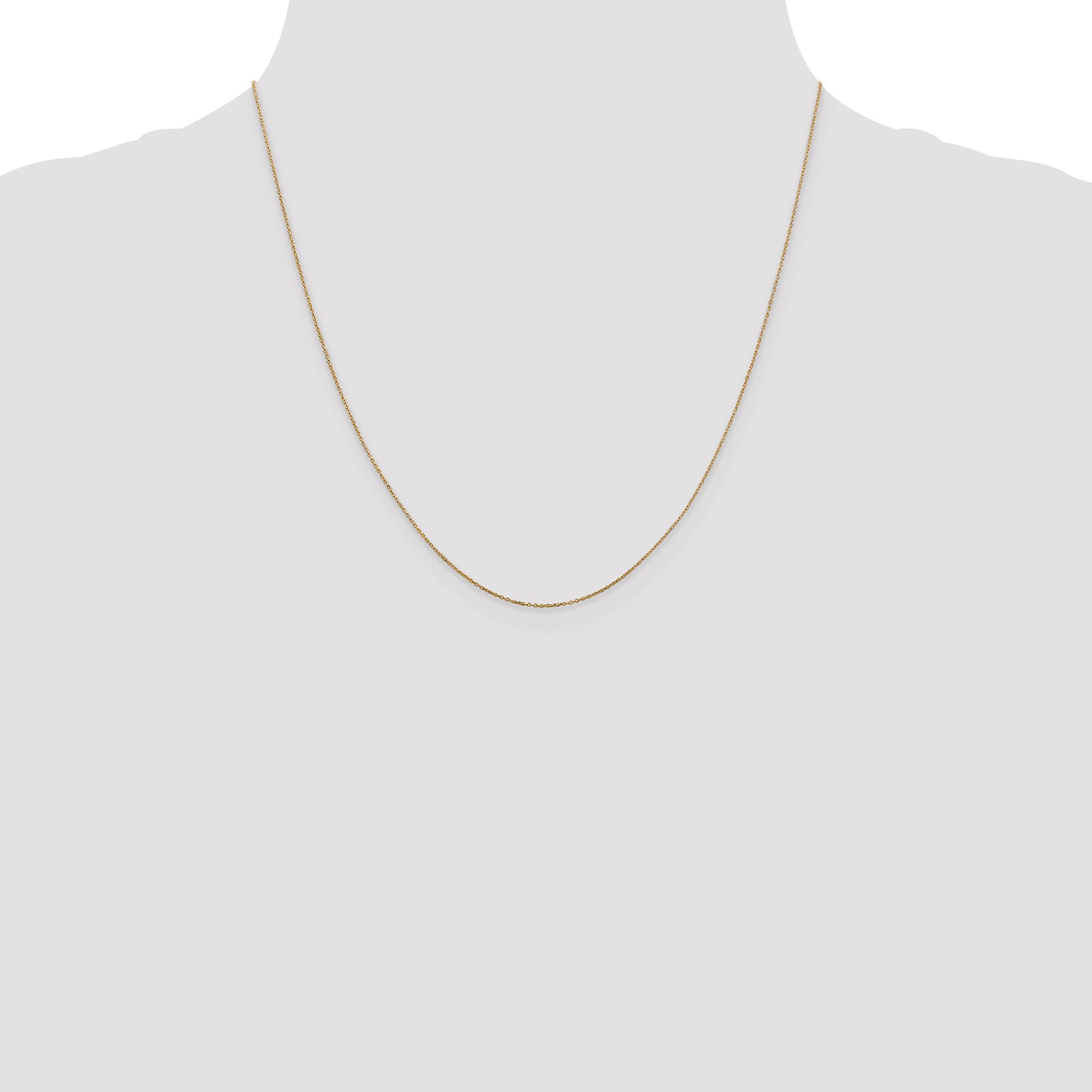 14K Yellow Gold 20 Inch .6mm Diamond-Cut Round Open Link Cable With Spring Ring Clasp Chain