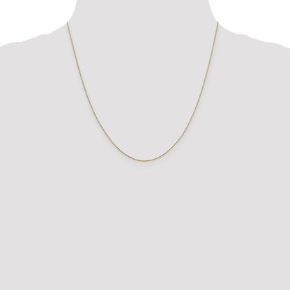 14K Yellow Gold 20 Inch .6mm Diamond-Cut Round Open Link Cable With Spring Ring Clasp Chain