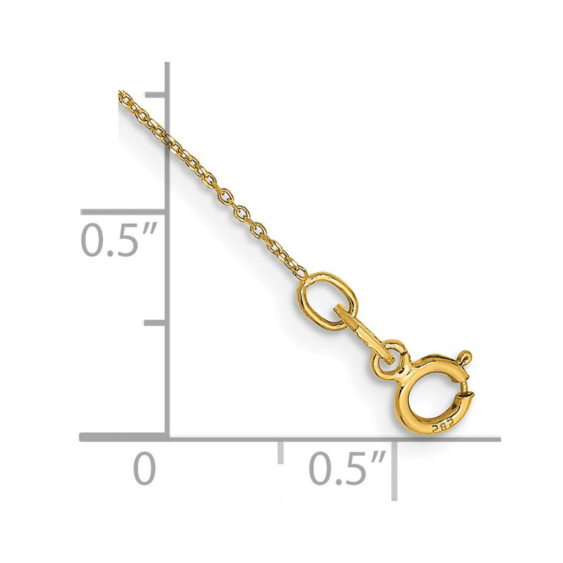 14K Yellow Gold .6mm Diamond-Cut Round Open Link Cable With Spring Ring Clasp Chain Anklet