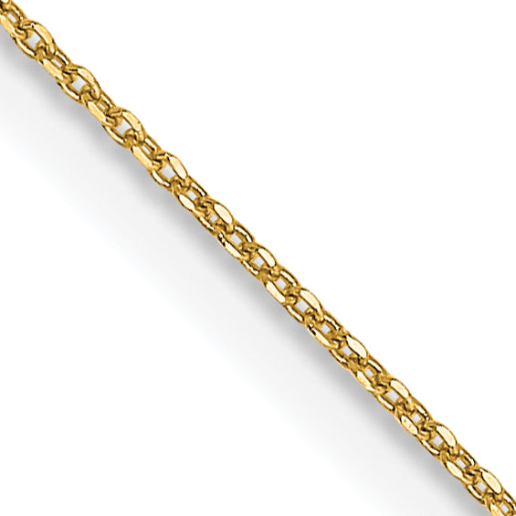14K Yellow Gold 14 Inch .6mm Diamond-Cut Round Open Link Cable With Spring Ring Clasp Chain