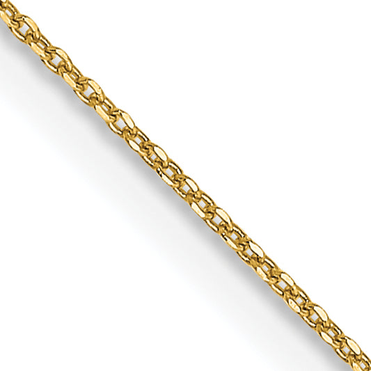 14K Yellow Gold 14 Inch .6mm Diamond-Cut Round Open Link Cable With Spring Ring Clasp Chain