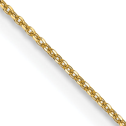 14K Yellow Gold 16 Inch .6mm Diamond-Cut Round Open Link Cable With Spring Ring Clasp Chain