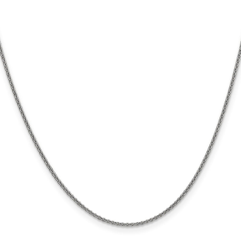 14K White Gold 1.4mm Round Open Link Cable With Lobster Clasp Chain Necklace