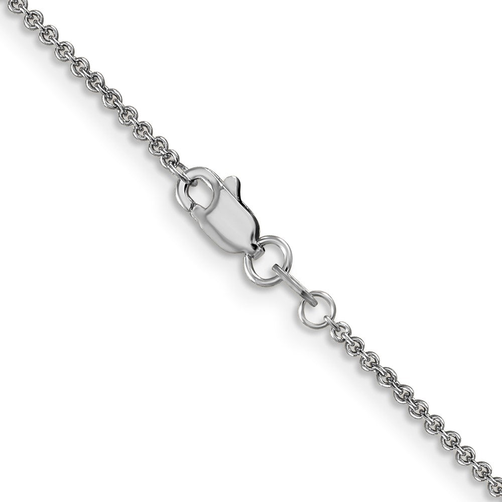 14K White Gold 1.4mm Round Open Link Cable With Lobster Clasp Chain Necklace