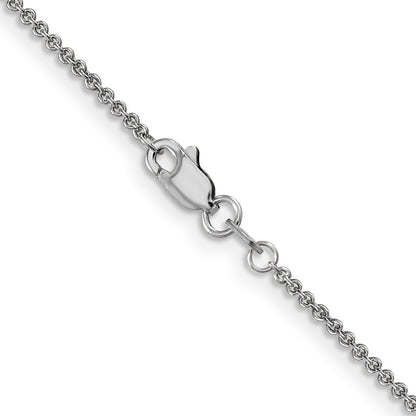 14K White Gold 1.4mm Round Open Link Cable With Lobster Clasp Chain Necklace