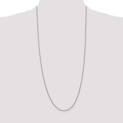 14K White Gold 30 Inch 1.4mm Round Open Link Cable With Lobster Clasp Chain