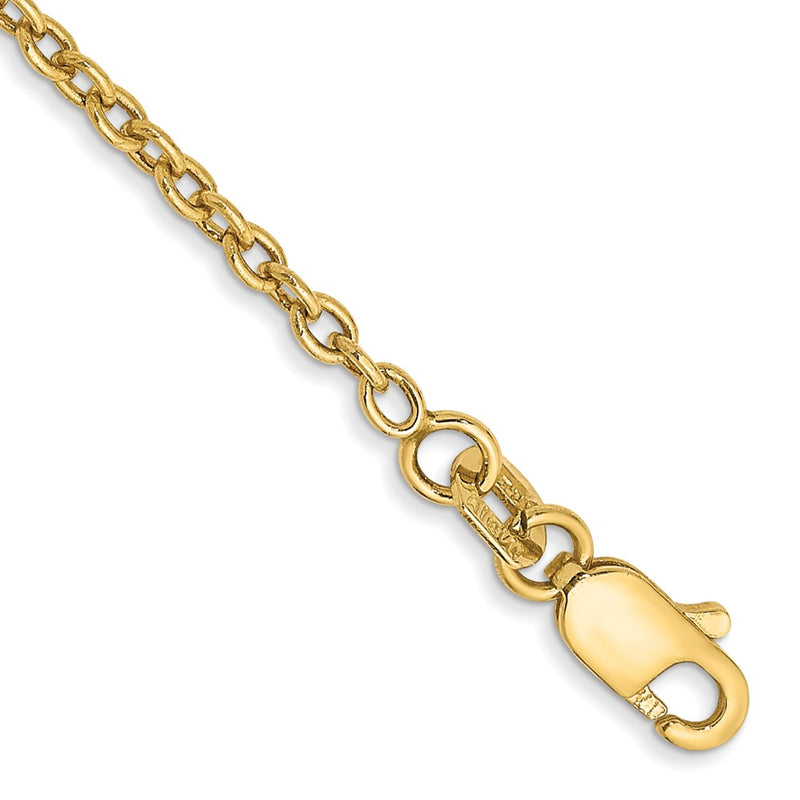 14K Yellow Gold 9 Inch 1.8mm Forzantine Cable With Lobster Clasp Anklet