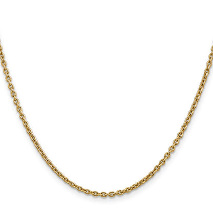 14K Yellow Gold 2.2mm Forzantine Cable With Lobster Clasp Chain Necklace