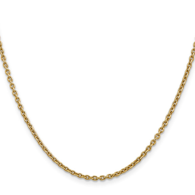 14K Yellow Gold 2.2mm Forzantine Cable With Lobster Clasp Chain Necklace