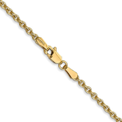 14K Yellow Gold 2.2mm Forzantine Cable With Lobster Clasp Chain Necklace