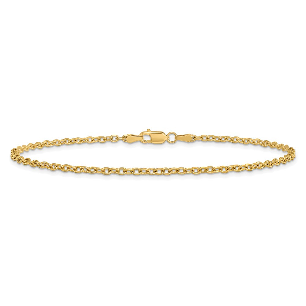 14K Yellow Gold 2.2mm Forzantine Cable With Lobster Clasp Chain Anklet