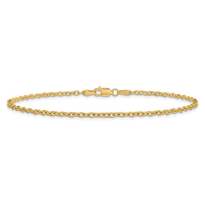 14K Yellow Gold 2.2mm Forzantine Cable With Lobster Clasp Chain Anklet