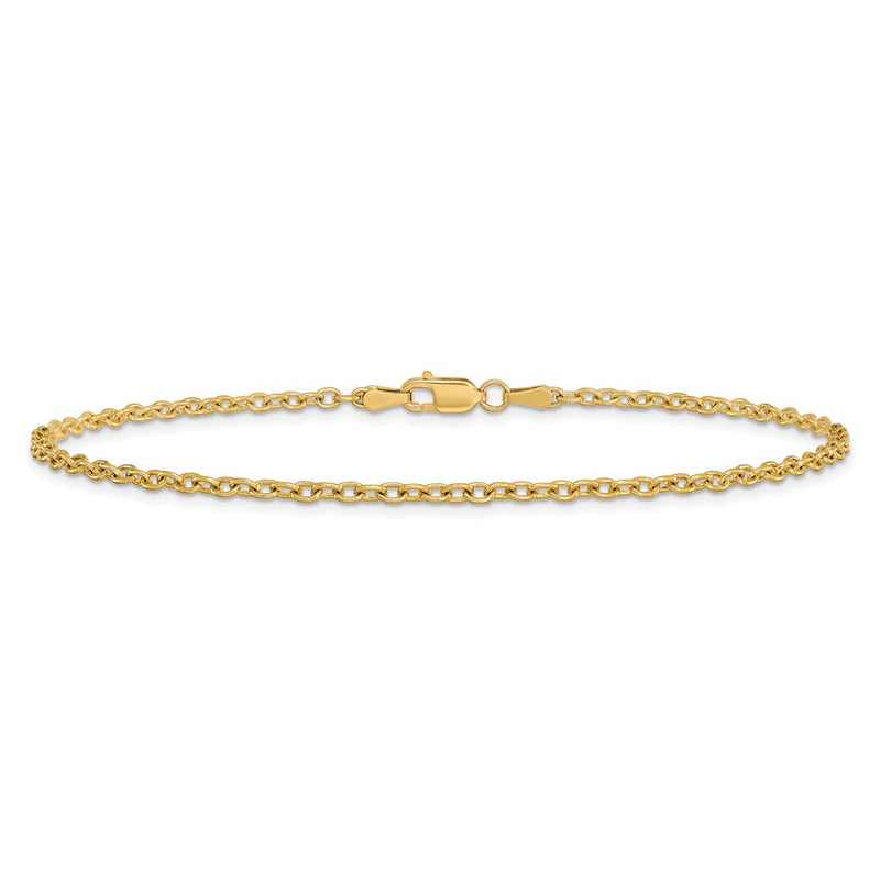 14K Yellow Gold 2.2mm Forzantine Cable With Lobster Clasp Chain Anklet