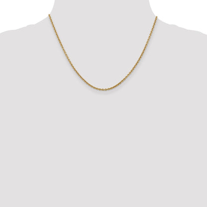 14K Yellow Gold 2.2mm Forzantine Cable With Lobster Clasp Chain Necklace