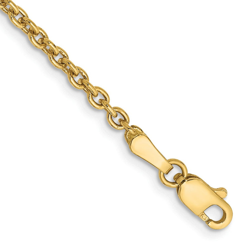 14K Yellow Gold 2.2mm Forzantine Cable With Lobster Clasp Chain Anklet