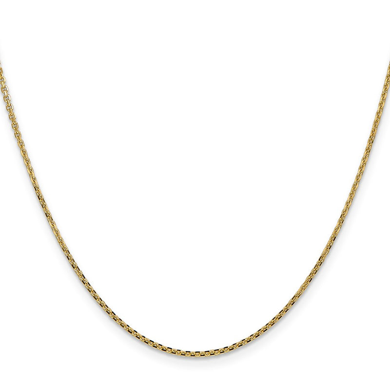 14K Yellow Gold 1.45mm Solid Diamond-Cut Cable With Lobster Clasp Chain Necklace