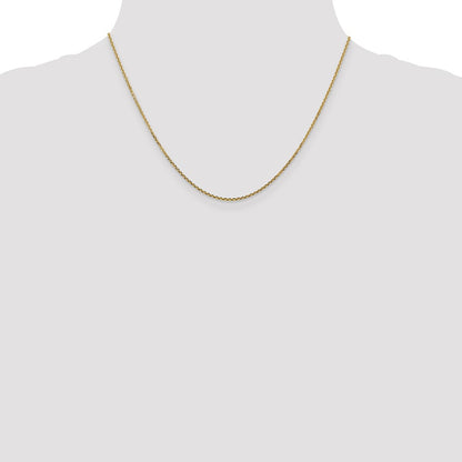 14K Yellow Gold 1.45mm Solid Diamond-Cut Cable With Lobster Clasp Chain Necklace