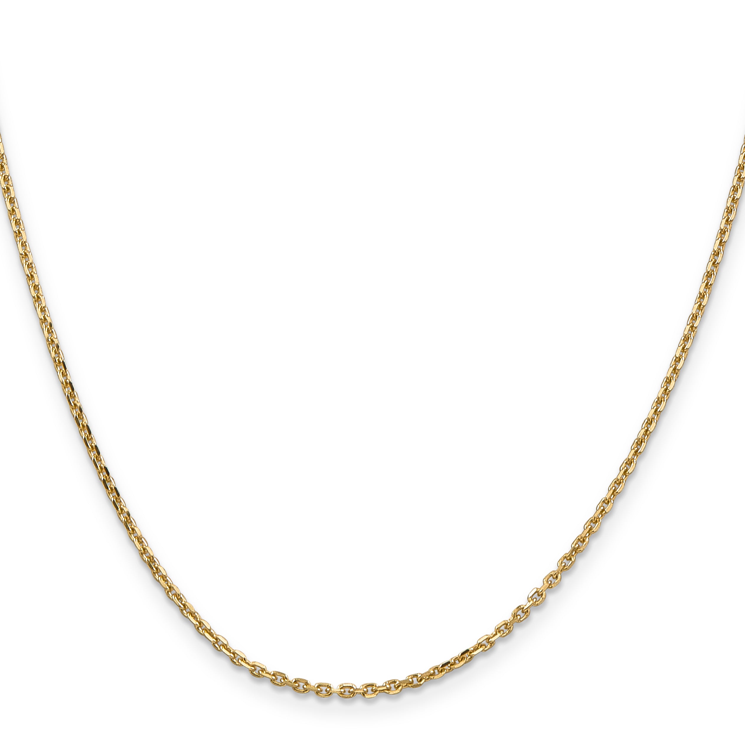 14K Yellow Gold 26 inch 1.65mm Solid Diamond-cut Cable with Lobster Clasp Chain Necklace
