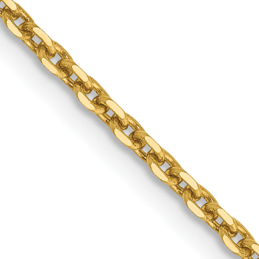 14K Yellow Gold 26 inch 1.65mm Solid Diamond-cut Cable with Lobster Clasp Chain Necklace