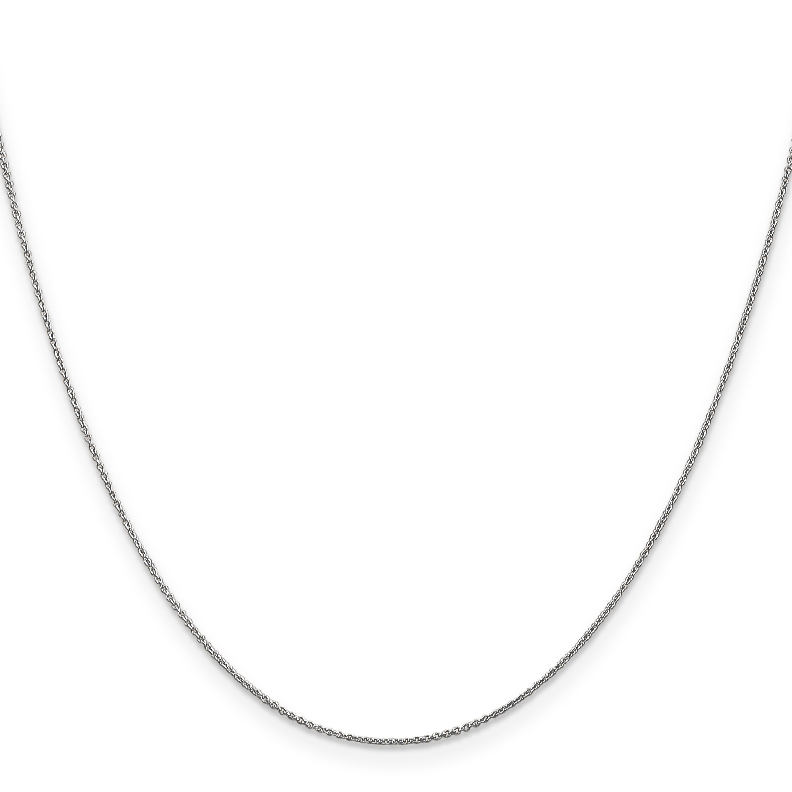 14K White Gold 14 Inch .75mm Cable With Spring Ring Clasp Pendant Chain