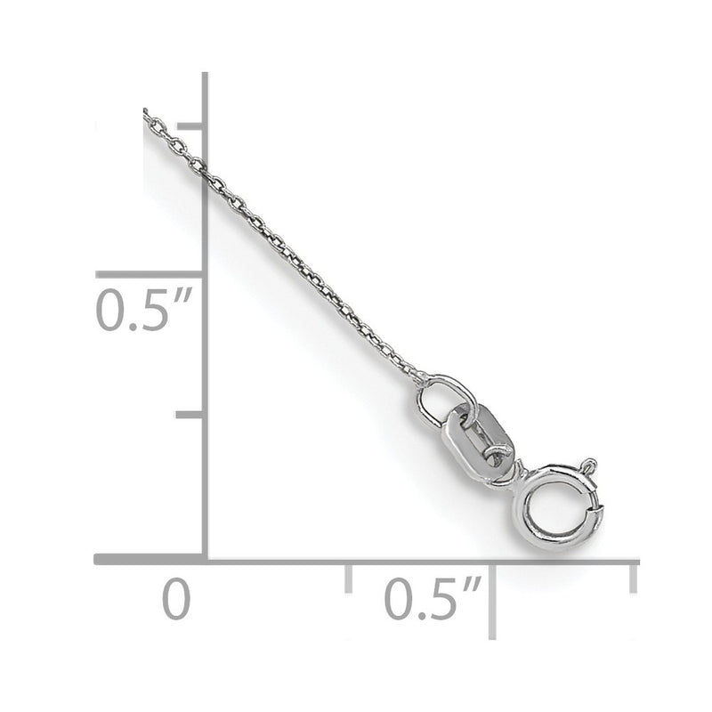 14K White Gold .75mm Cable With Spring Ring Clasp Chain Anklet